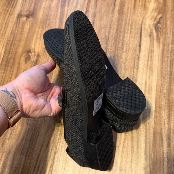 Clarks women 8 Loafer shoes Trish Rose Grey Herringbone fabric leather pattern - Picture 6 of 8